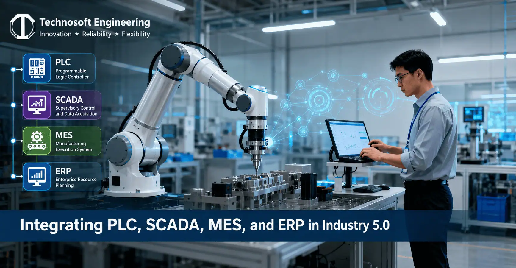 Integrating PLC, SCADA, MES, and ERP in Industry 5.0